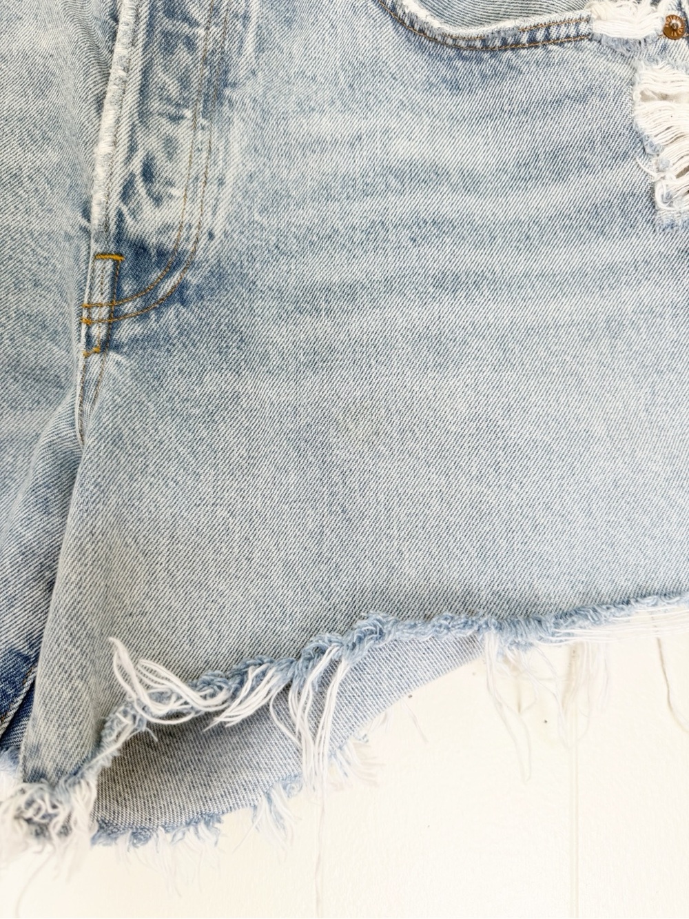 AGOLDE Parker Long Parade Denim Distressed Jean Shorts Organic Cotton Size 29 - Picture 6 of 11